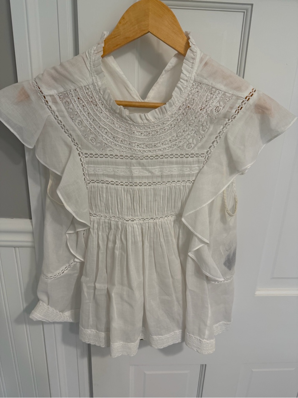 Isabel Marant White Lace Ruffle Blouse
